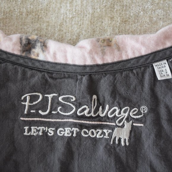 P.J. Salvage Pink Feline Cats Soft Pajamas Set with Gray Trim Size S - Picture 4 of 14